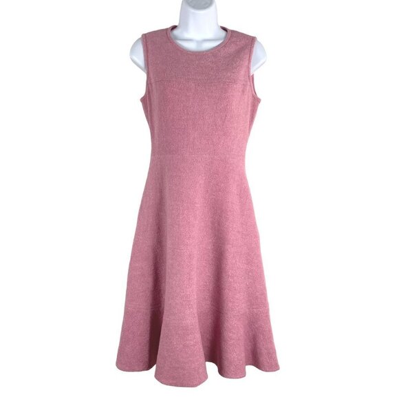 Kate Spade Flutted Boucle Dress‎ Sleeveless Pink Viscose Blend Women's Size 2 - Picture 1 of 11